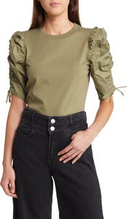 FRAME Ruched Sleeve T-Shirt