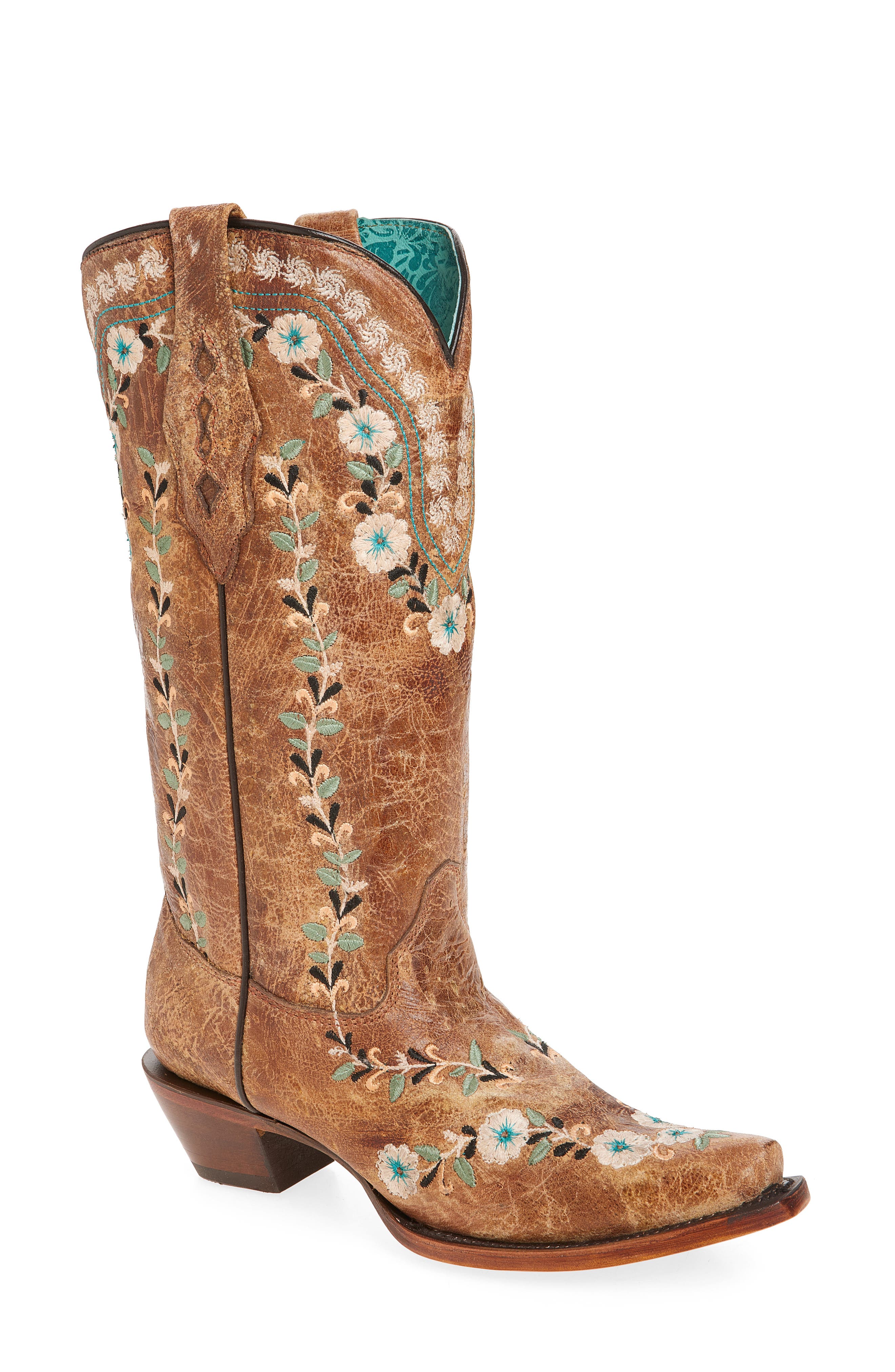 CORRAL Floral Embroidered Western Boot, Main, color, 
