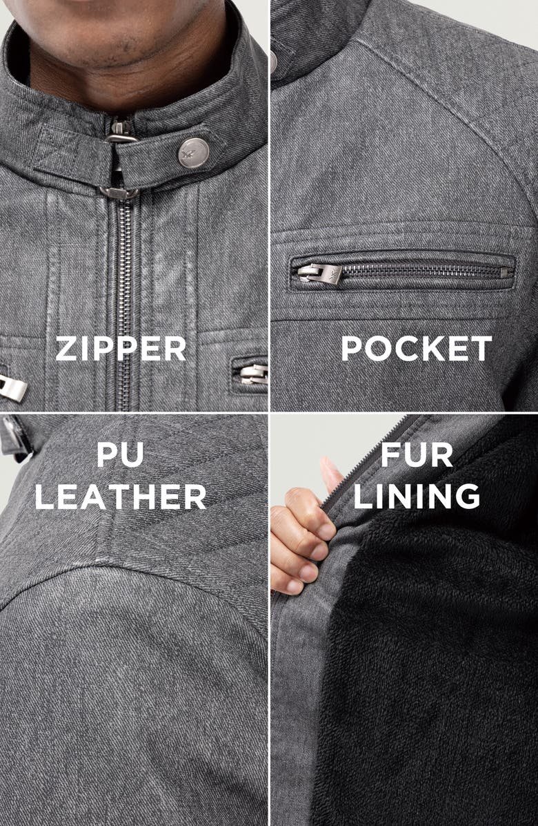 XRAY Faux Fur Lined Quilted Moto Jacket, Alternate, color, 