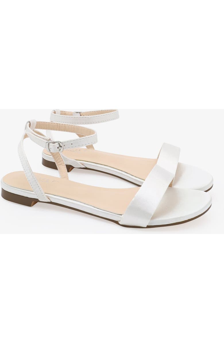 Kailee P Maddy Satin Flat Sandal with Ankle Strap, Main, color, White