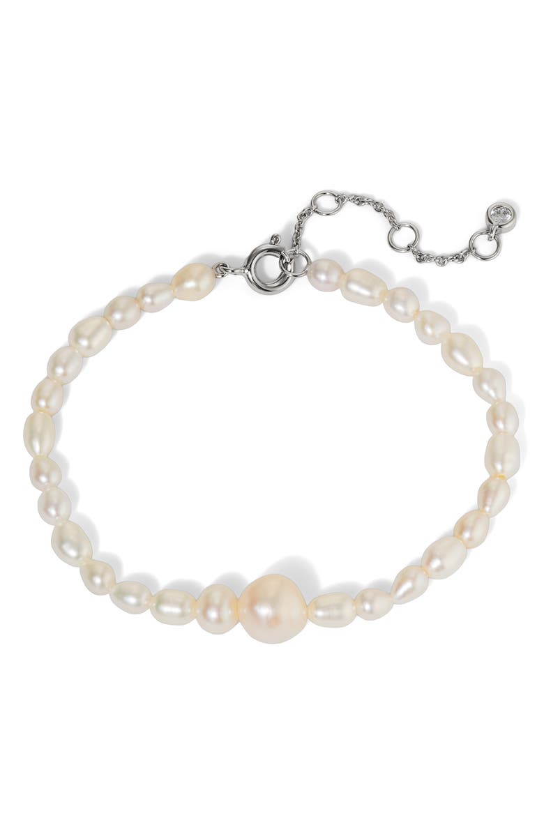 Nadri London Cultured Pearl Bracelet, Main, color, Pearl/ Rhodium