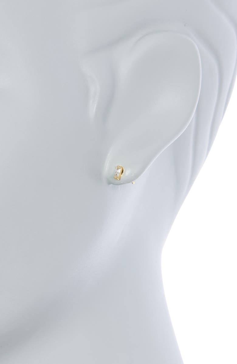 NORDSTROM RACK Set of 2 Baguette Stud Earrings, Alternate, color, Clear- Gold