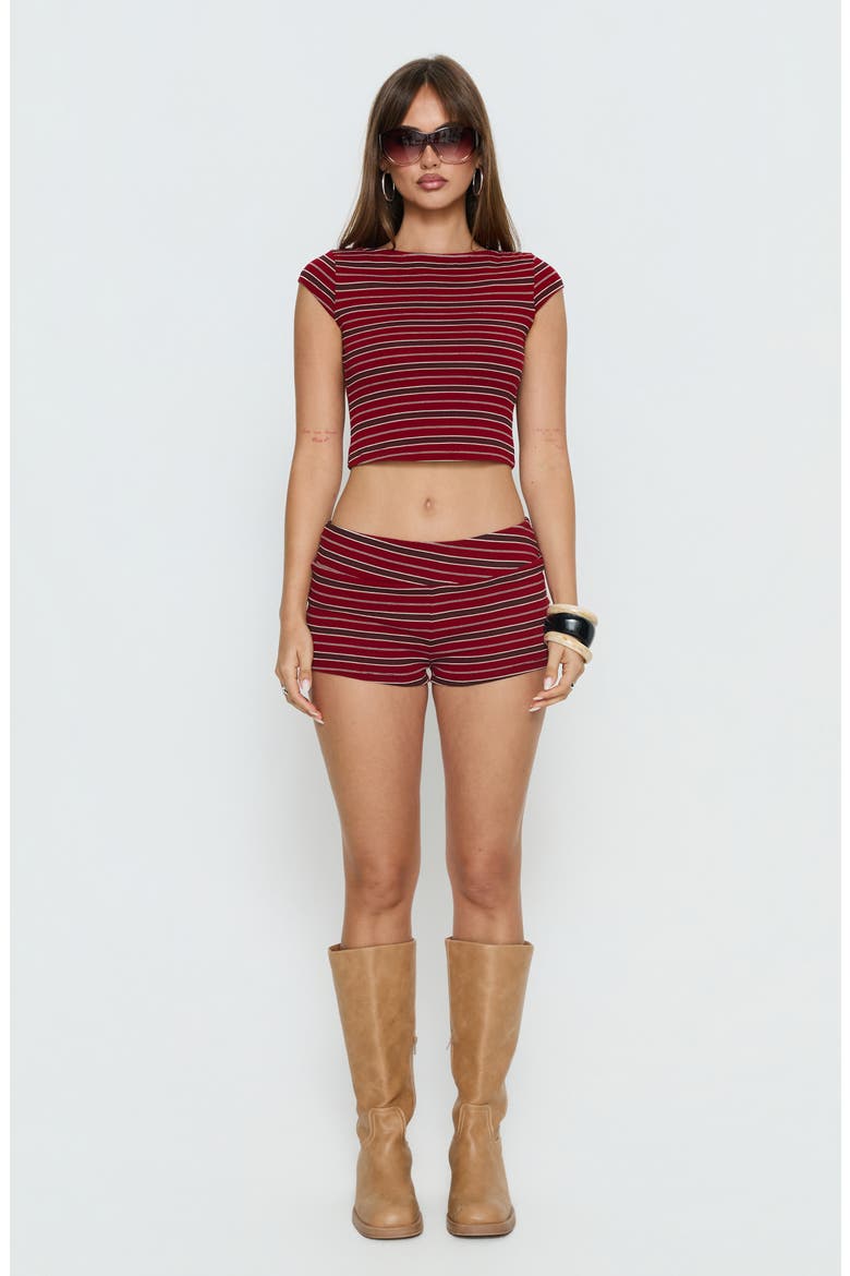 Veyona Stripe Micro Shorts, Alternate, color, RED STRIPE