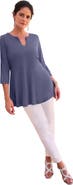 Jessica London Stretch Knit Henley Notch Babydoll Tunic