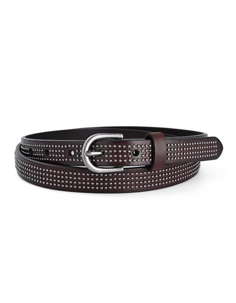 Stud Genuine Leather Slim Studded Everyday Belt