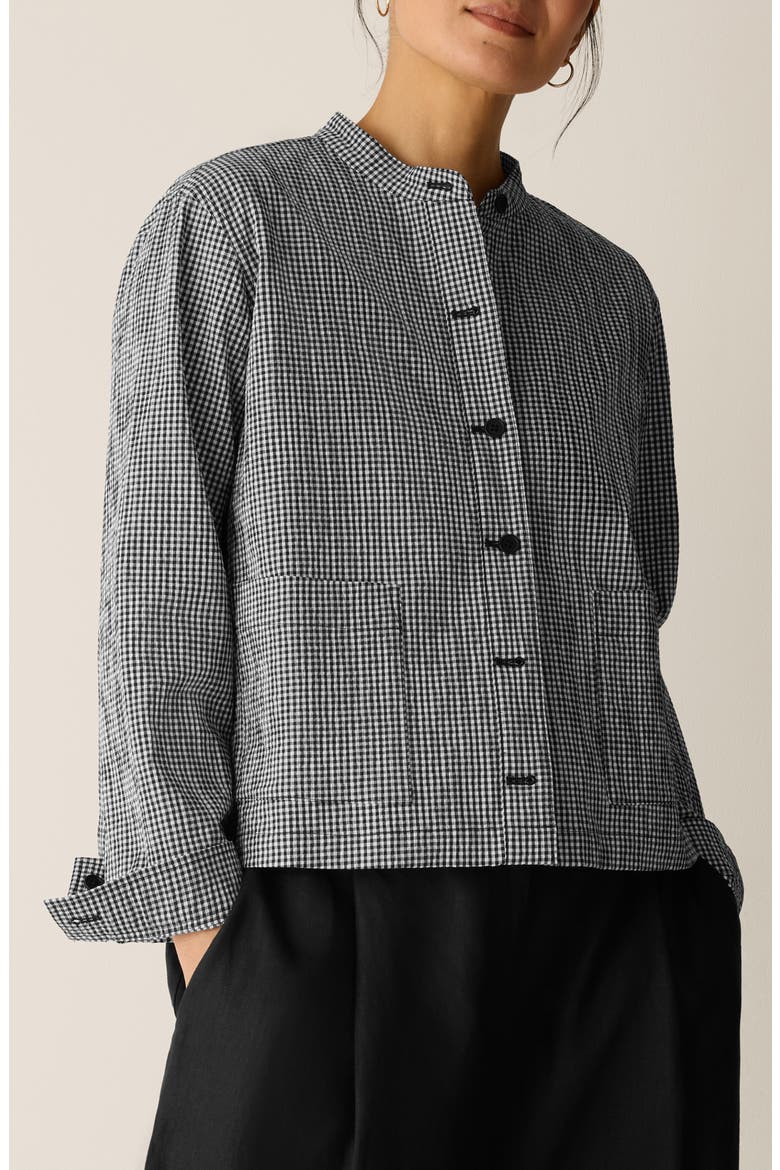 Check Print Woven Shirt Jacket, Main, color, BLACK/ WHITE