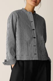 Eileen Fisher Check Print Woven Shirt Jacket