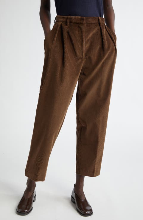 Emmett Pleated Corduroy Tapered Leg Pants