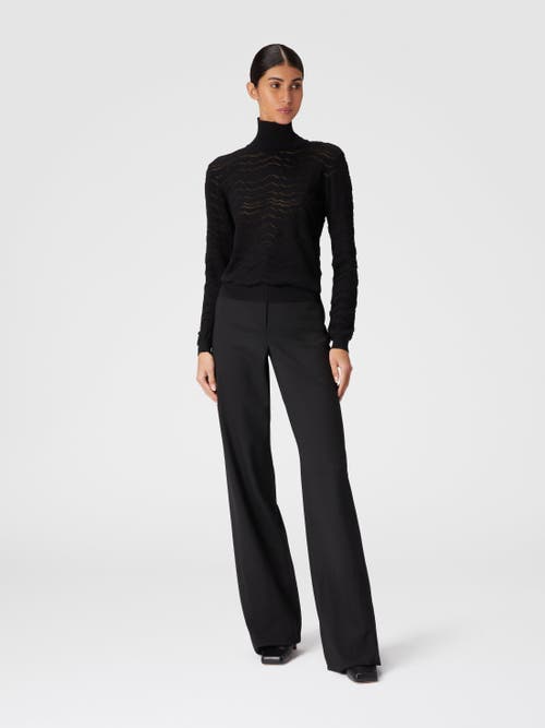Shop Missoni Viscose And Wool Turtleneck With Tone-on-tone Zigzag In Black