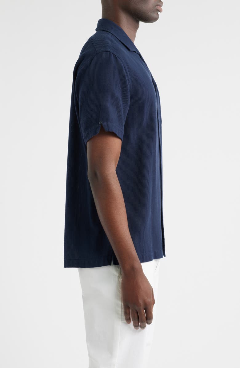 Brooks Brothers Cotton Waffle Camp Shirt, Alternate, color, Navy