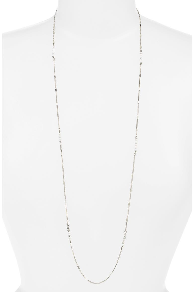 Beaded Station Necklace, Main, color, WHITE/ PALLADIUM