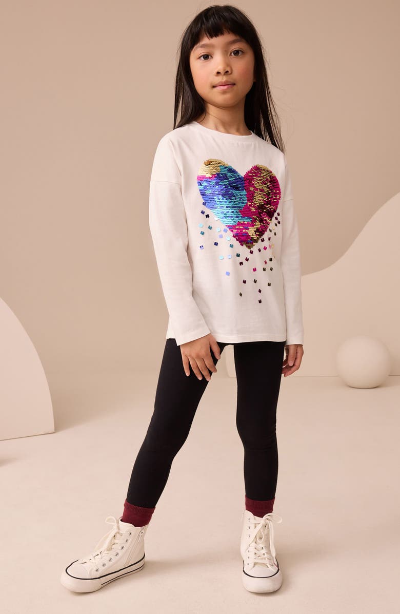 NEXT Kids' Heart Sequin Embellished Graphic T-Shirt, Alternate, color, White