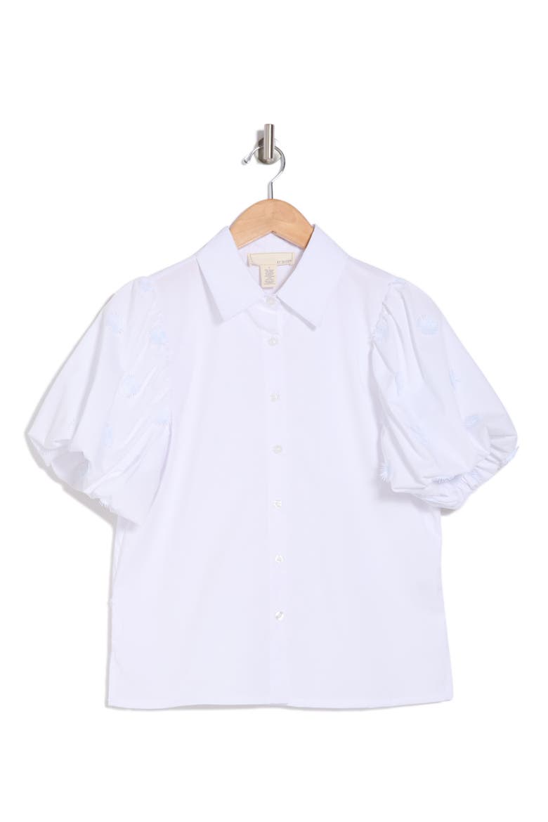 Jayla Embroidered Puff Sleeve Button-Up Shirt, Alternate, color, BRIGHT WHITE