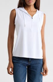 JASON WU Half Zip Sleeveless Hoodie