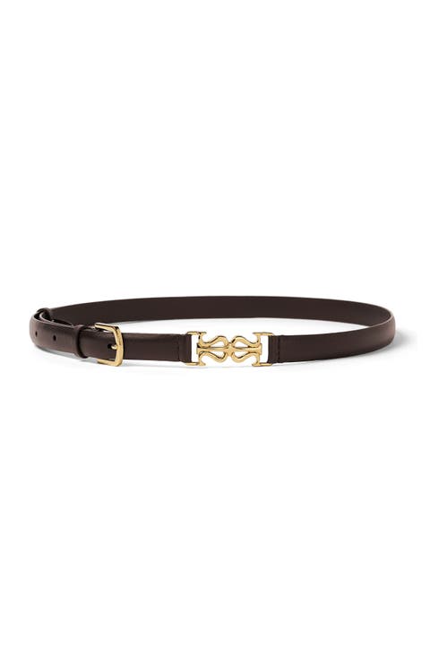 LS Clasp Leather Skinny Belt
