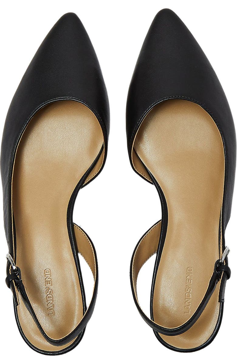 Lands
End Leather Slingback Low Heels, Alternate, color, Black Leather