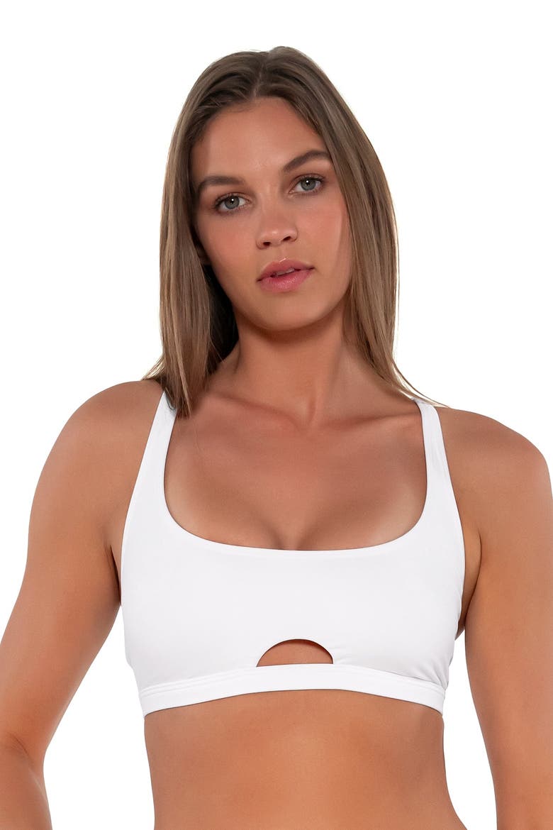 Brandi Bralette Bikini Swimsuit Top, Alternate, color, White Lily