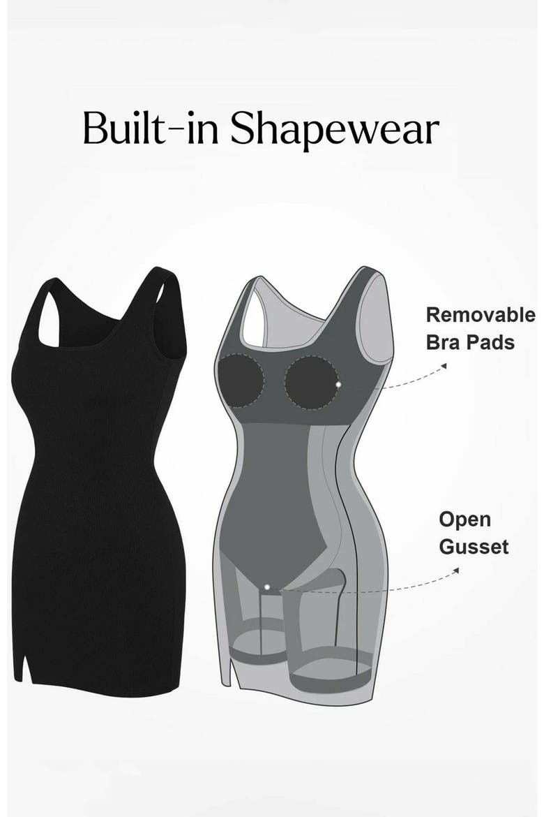 Shapewear Modal Sculpting Mini Tank Dress, Alternate, color, Midnight Black