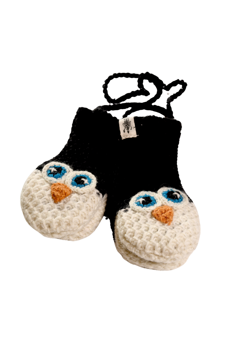 Crochet Penguin Mittens, Alternate, color, White