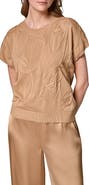 Donna Karan New York Embroidered Short Sleeve Cotton Sweater