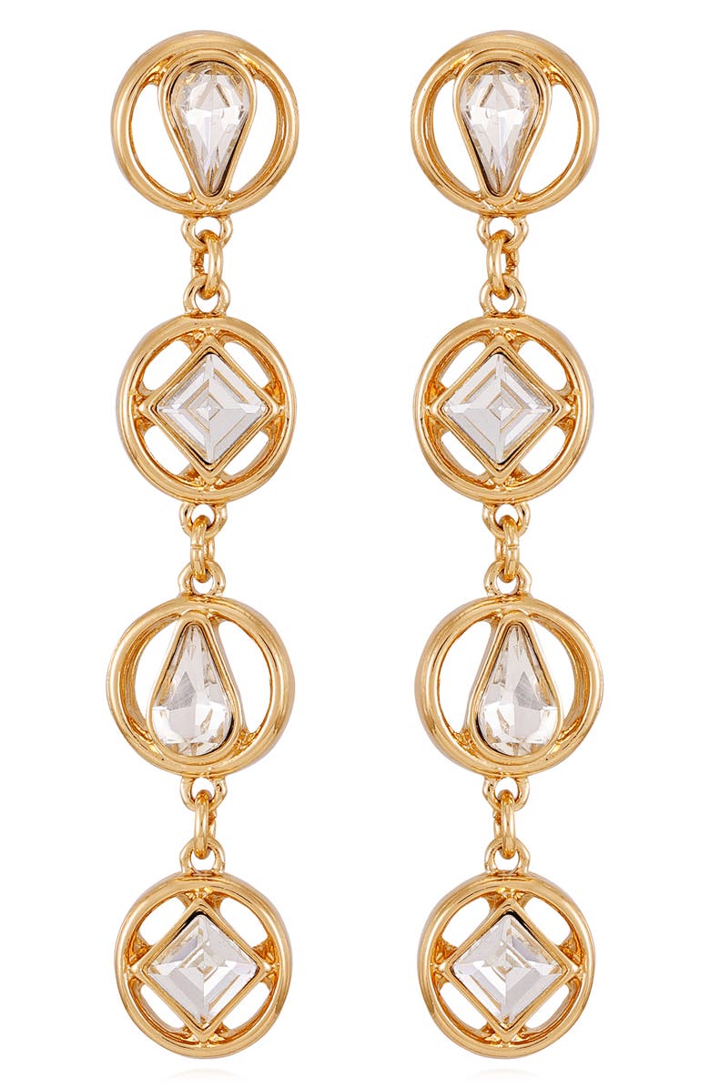 Vince Camuto Geometric Crystal Linear Drop Earrings, Main, color, Gold Tone