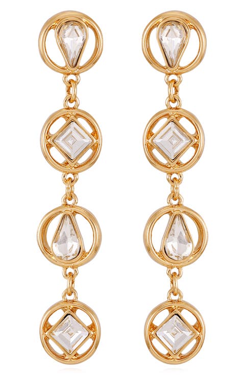 Geometric Crystal Linear Drop Earrings