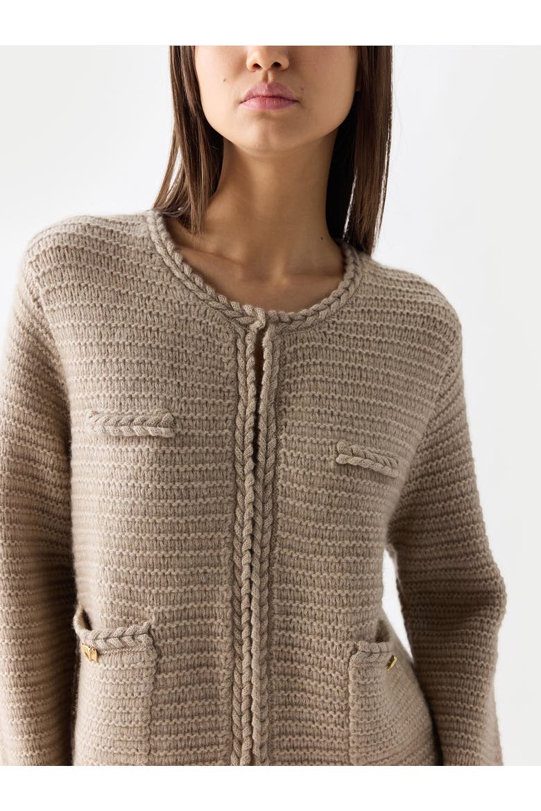 Textured Knit Cashmere Jacket-Style Cardigan, Alternate, color, warm grey