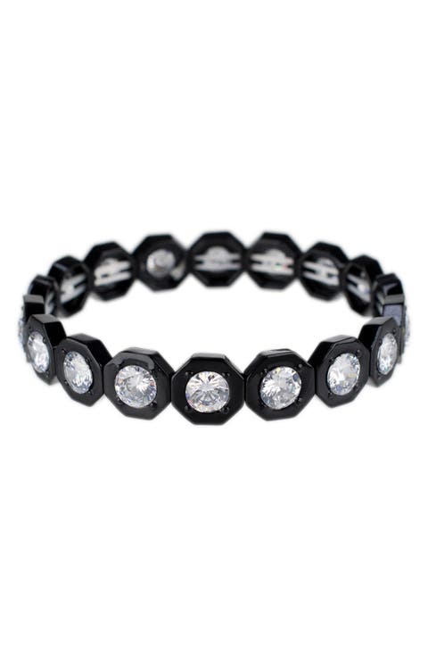 Cubic Zirconia Hexagonal Link Stretch Bracelet