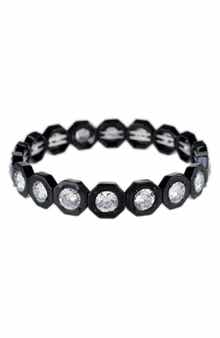Cubic Zirconia Hexagonal Link Stretch Bracelet