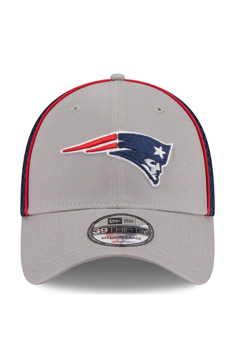 Men's New Era Gray New England Patriots  Pipe 39THIRTY Flex Hat, Alternate, color, Gray