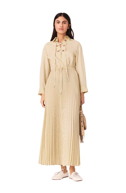 Eyelet pleated maxi dress