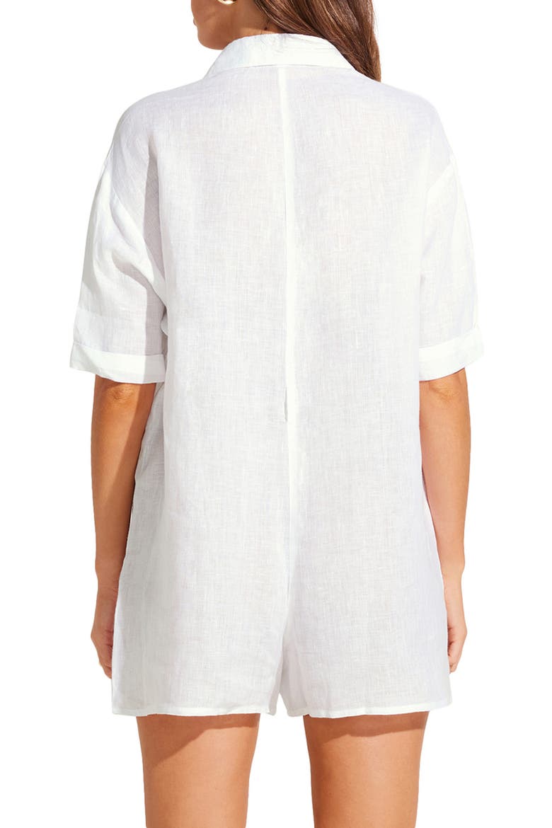 Playa Linen Cover-Up Romper, Alternate, color, WHITE