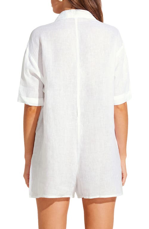 Vitamin A Playa Linen Romper In White In White