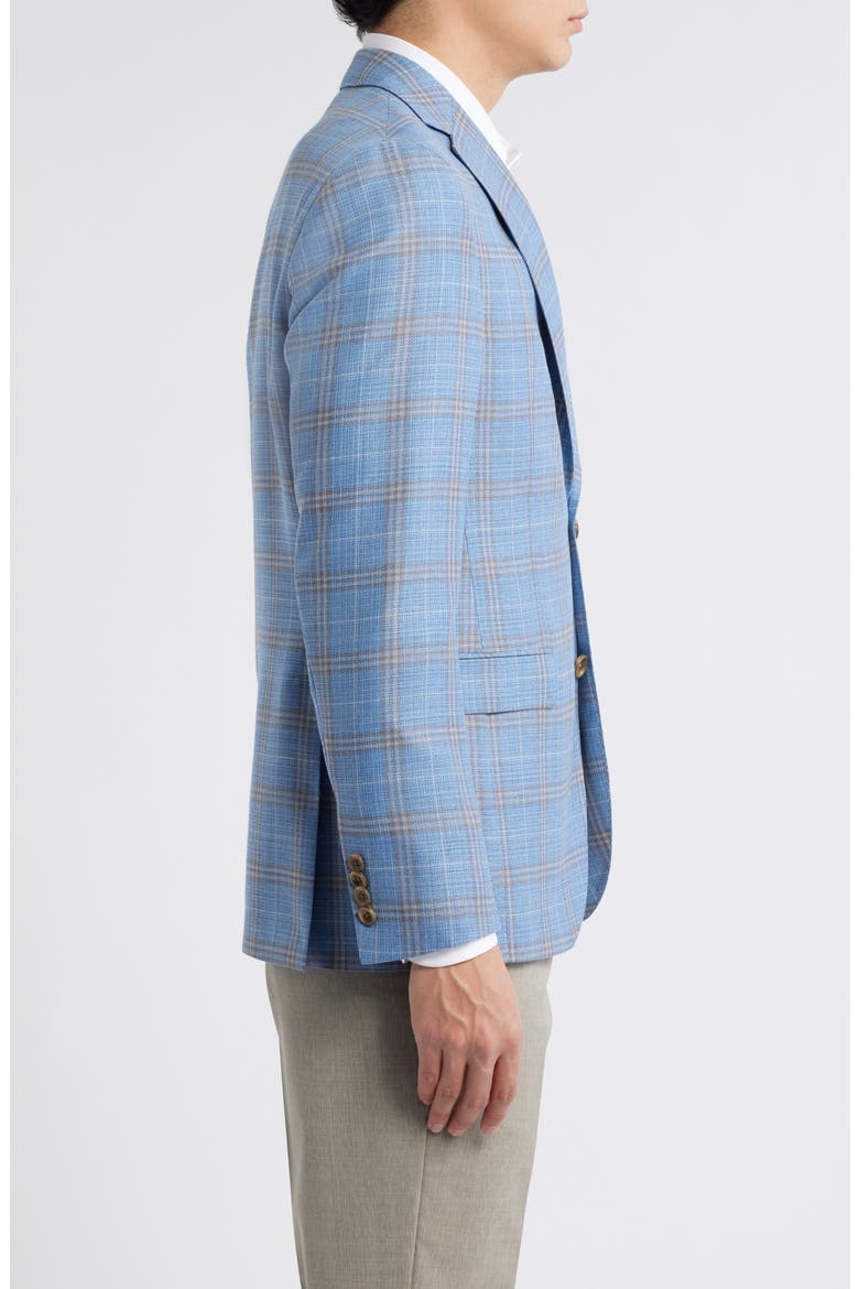 Midland Contemporary Fit Plaid Slub Wool Sport Coat, Alternate, color, LIGHT BLUE
