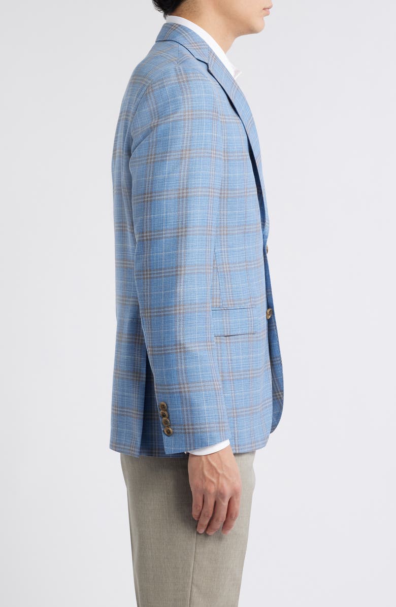 Jack Victor Midland Contemporary Fit Plaid Slub Wool Sport Coat, Alternate, color, Light Blue