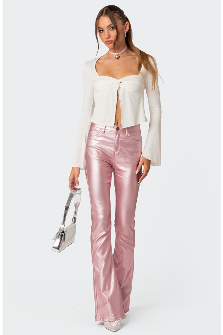 Maxine Twist Split Front Top, Alternate, color, WHITE