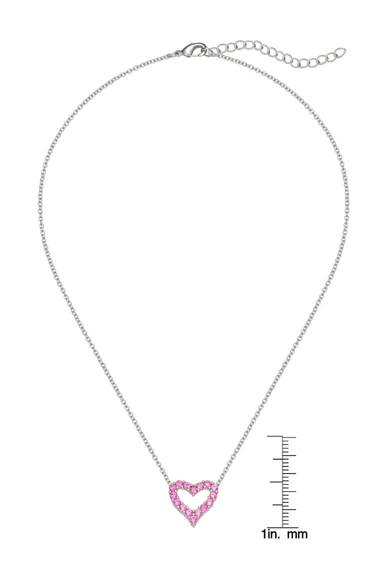 Open Heart Cubic Zirconia Pendant Necklace, Alternate, color, PINK