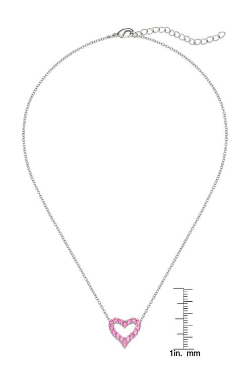 Lily Nily Open Heart Cubic Zirconia Pendant Necklace In Pink
