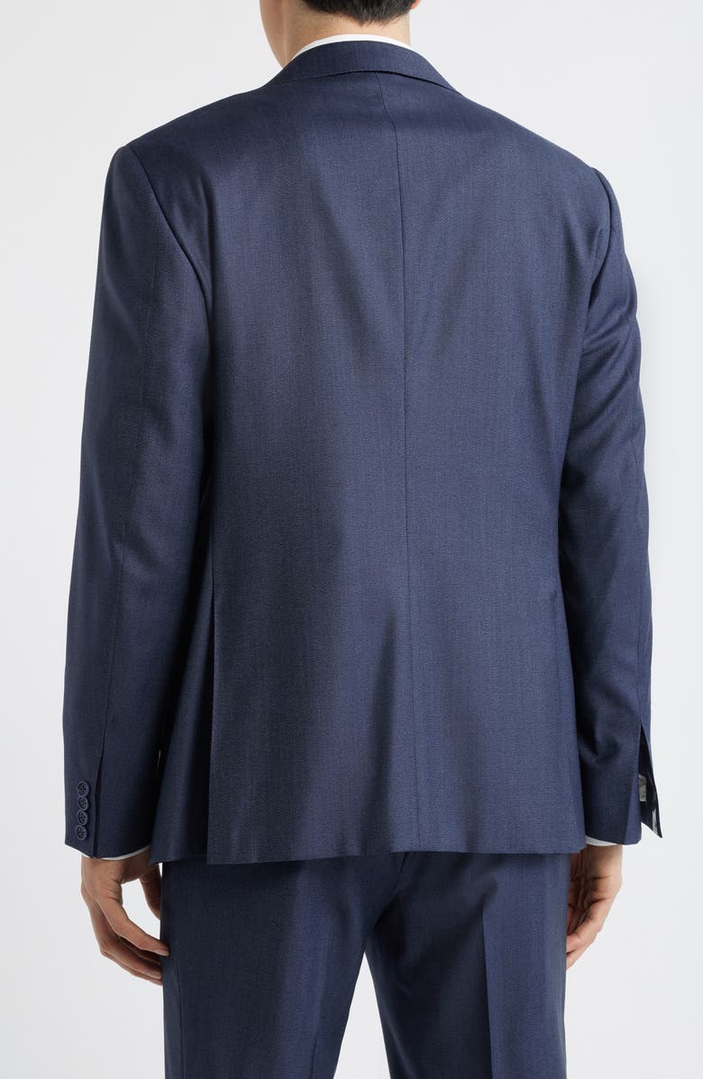 Canali Capri Trim Fit Navy Wool & Cashmere Peak Lapel Suit, Alternate, color, Navy