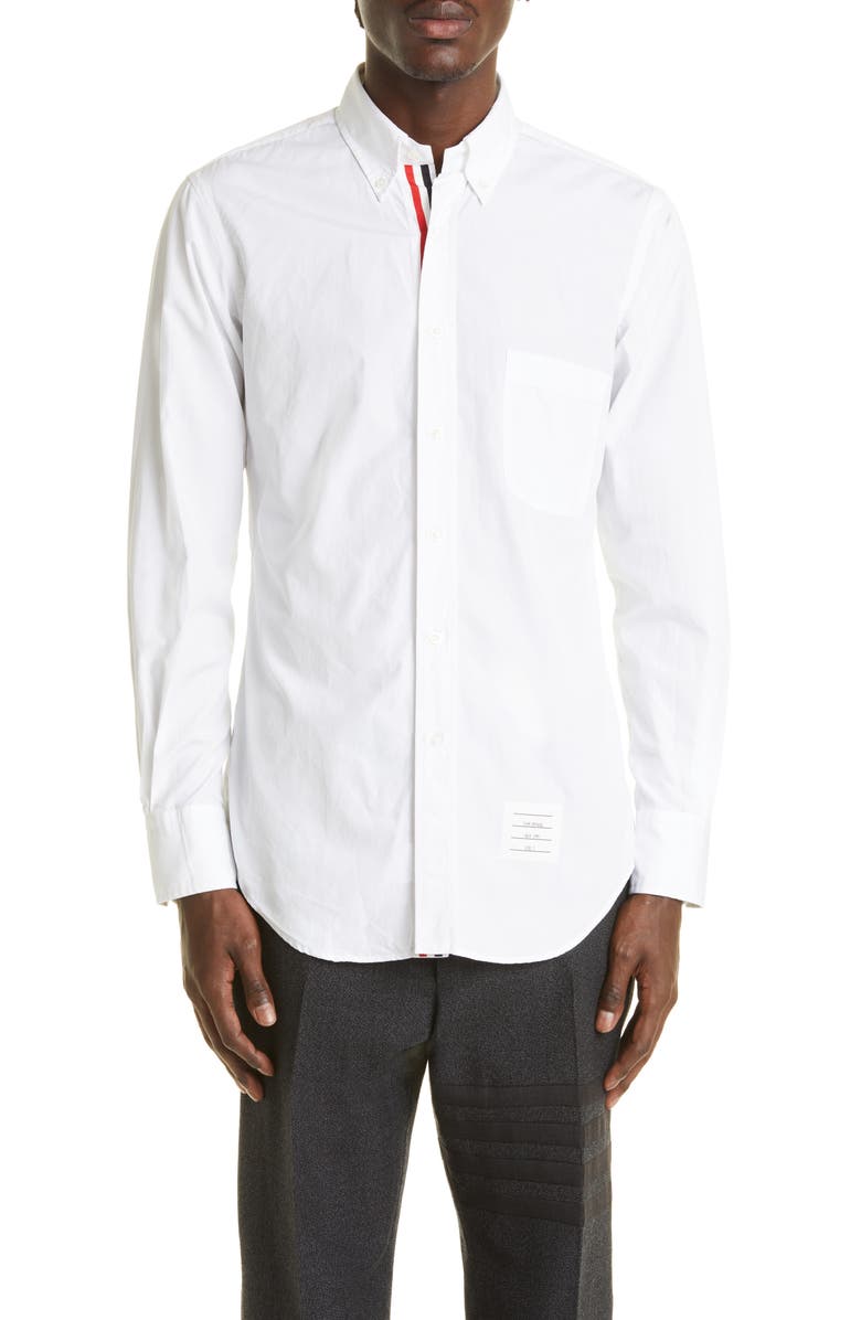 Thom Browne Classic Fit Poplin Button-Up Shirt, Main, color, 100 White