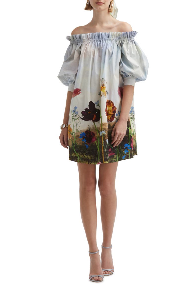 Floral Off the Shoulder Shift Dress, Main, color, IVORY MULTI