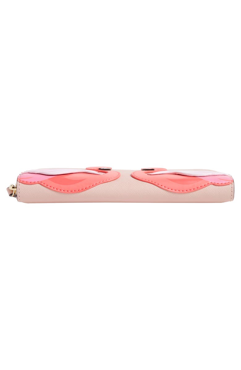 Kate Spade New York by the pool - flamingo lacey leather wallet, Alternate, color, 