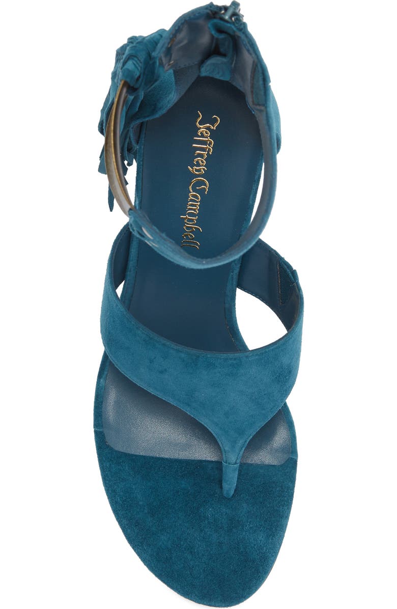 Jeffrey Campbell I Dare U Ankle Cuff Sandal, Alternate, color, Dusty Turquoise Suede