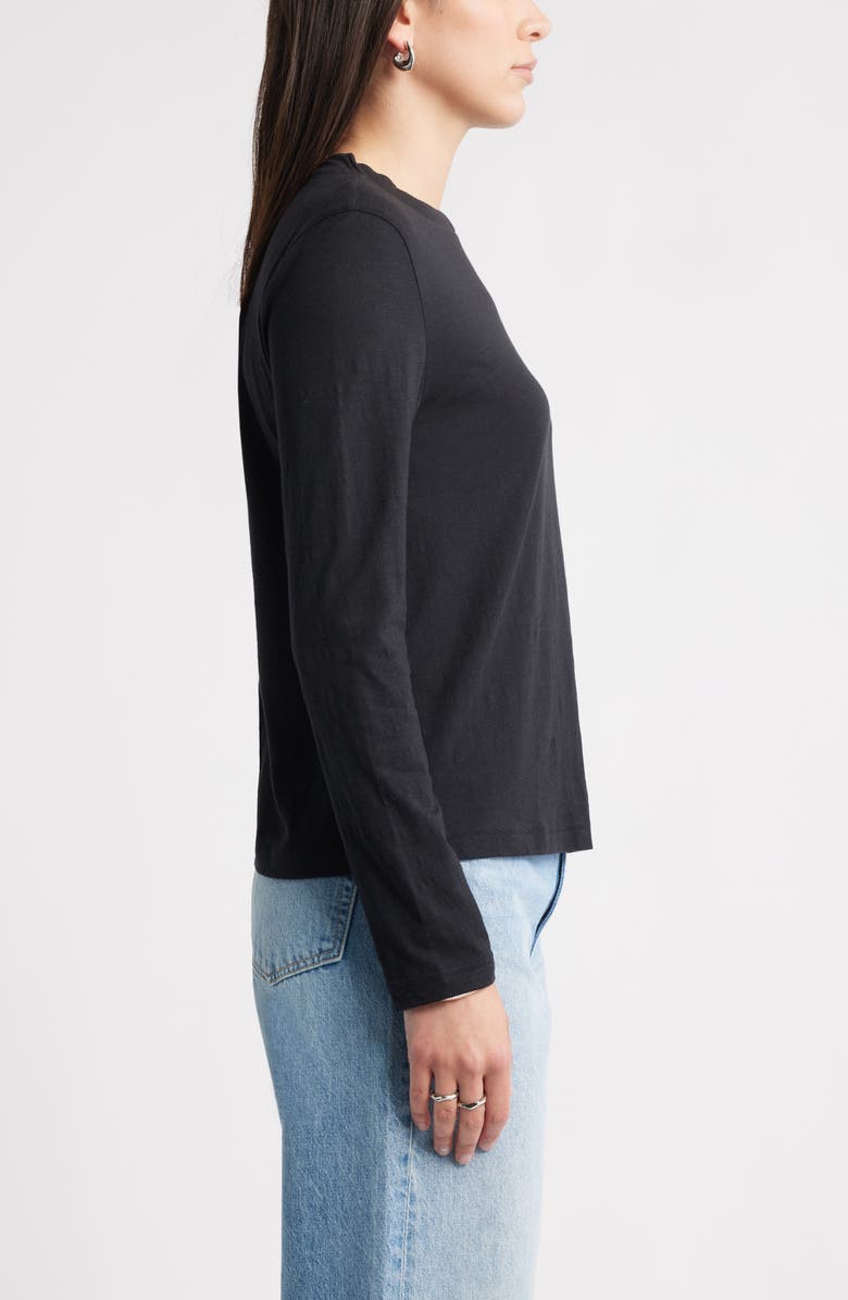 Caslon<sup>®</sup> Twist Crewneck Long Sleeve T-Shirt, Alternate, color, Black