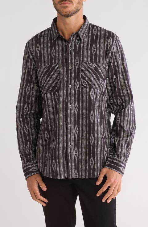 Mason Patterned Long Sleeve Cotton Button-Up Shirt