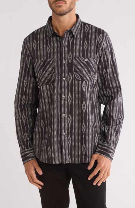 Lucky Brand Mason Patterned Long Sleeve Cotton Button-Up Shirt