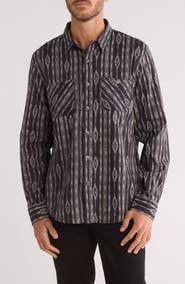 Lucky Brand Mason Patterned Long Sleeve Cotton Button-Up Shirt