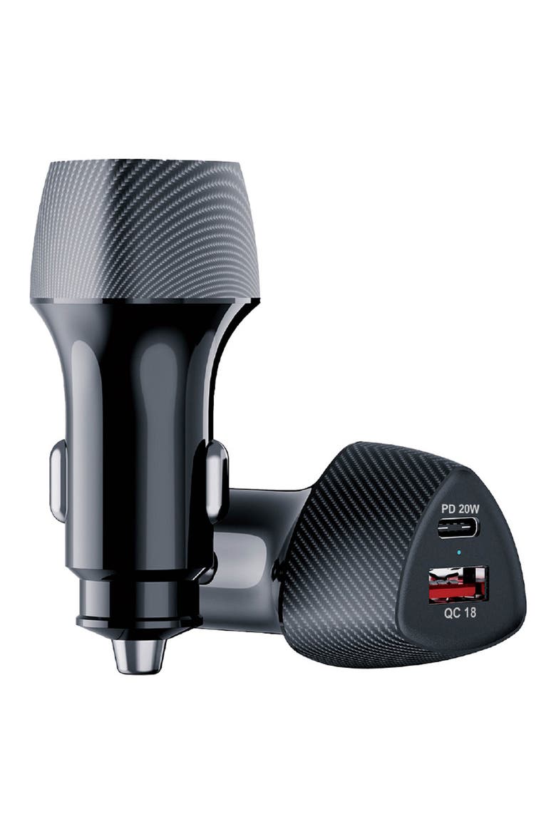 Dual Port PD 38W Car Charger, Alternate, color, BLACK CARBON FIBER