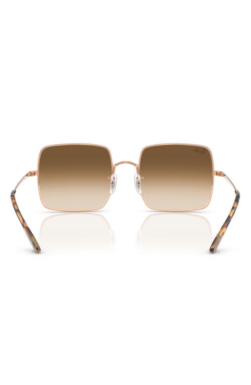 Ray Ban Square 1971 Classic Sunglasses Rose Gold Frame Brown Lenses 54-19 In Rose Gold