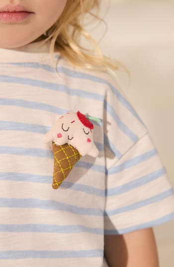 Kids' Ice Cream Cone Embellished Cotton Graphic T-Shirt & Print Skirt Set